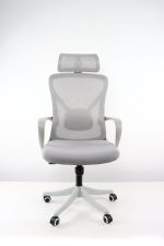 Ideal Home White Ergonomic Modern Fabric Mesh Office Chair Adjustable Lumbar Support - Image 3