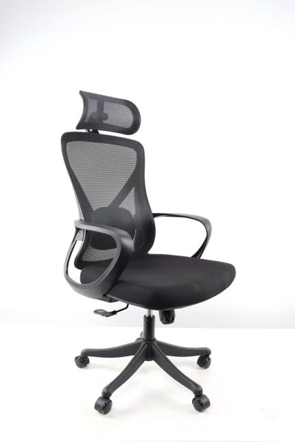 Ideal Home Black Ergonomic Modern Fabric Mesh Office Chair Adjustable Lumbar Support