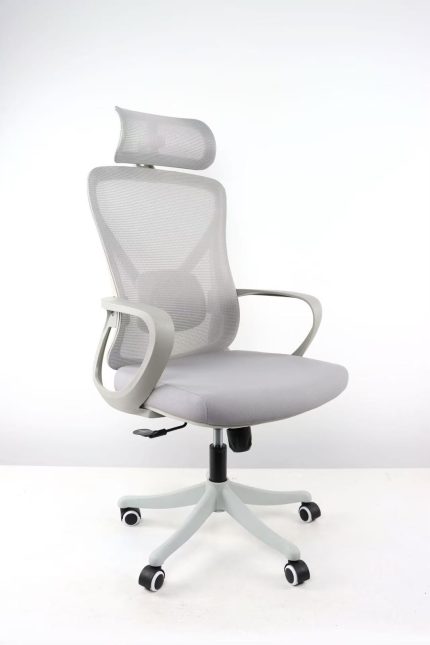 Ideal Home White Ergonomic Modern Fabric Mesh Office Chair Adjustable Lumbar Support